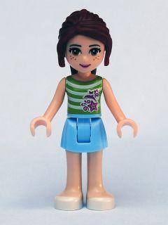 LEGO Minifigure-Mia, Bright Light Blue Skirt, Green Top with White Stripes-Friends-FRND045-Creative Brick Builders